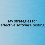 My strategies for effective software testing