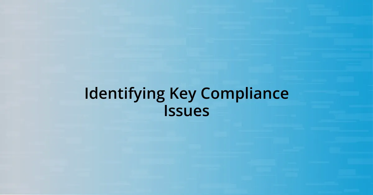 Identifying Key Compliance Issues