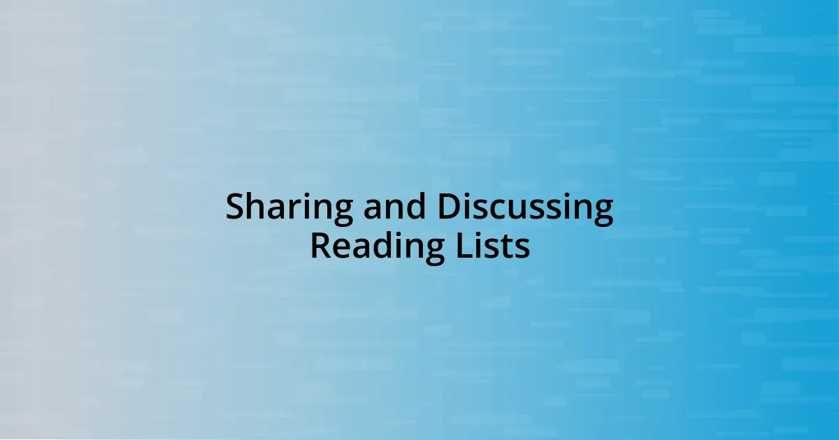 Sharing and Discussing Reading Lists