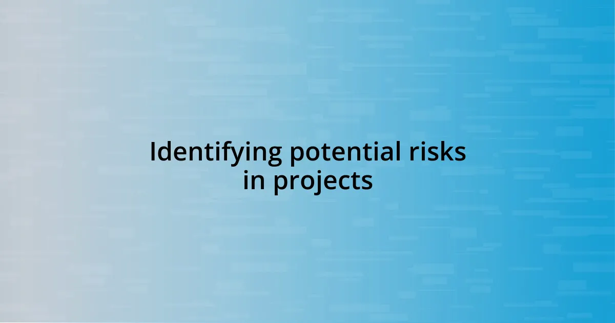 Identifying potential risks in projects