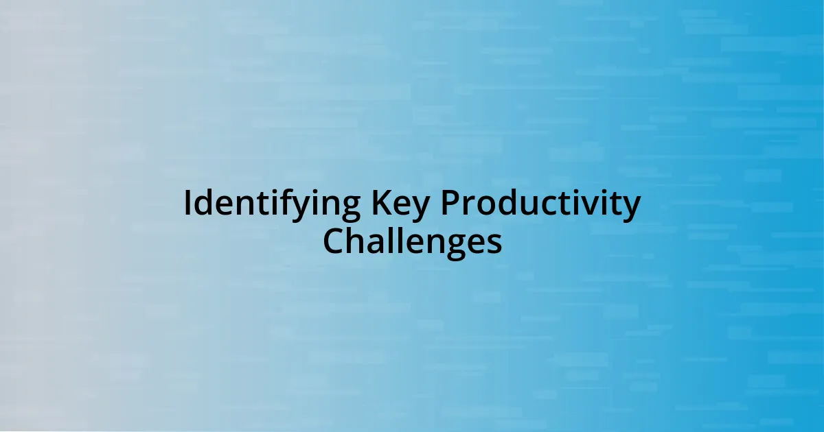 Identifying Key Productivity Challenges