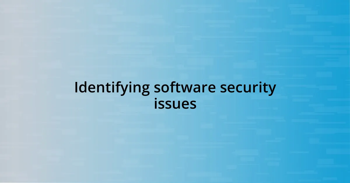 Identifying software security issues