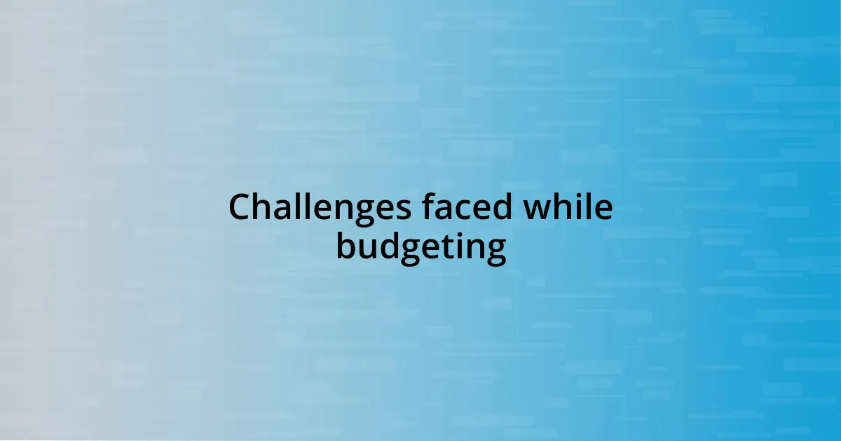 Challenges faced while budgeting