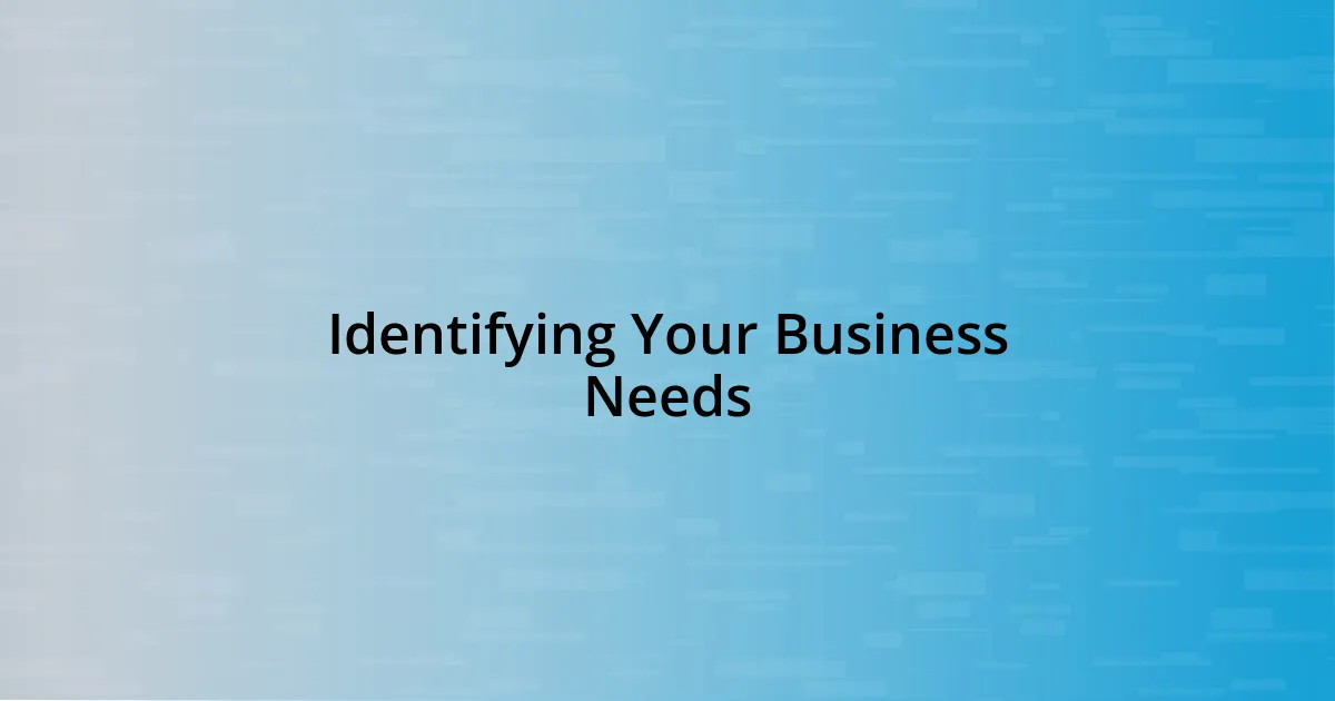 Identifying Your Business Needs