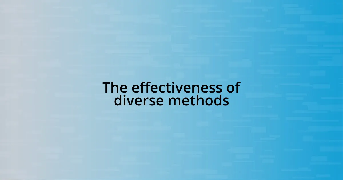 The effectiveness of diverse methods