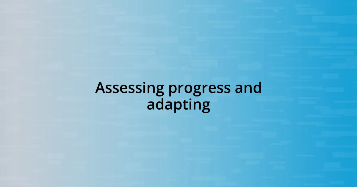 Assessing progress and adapting